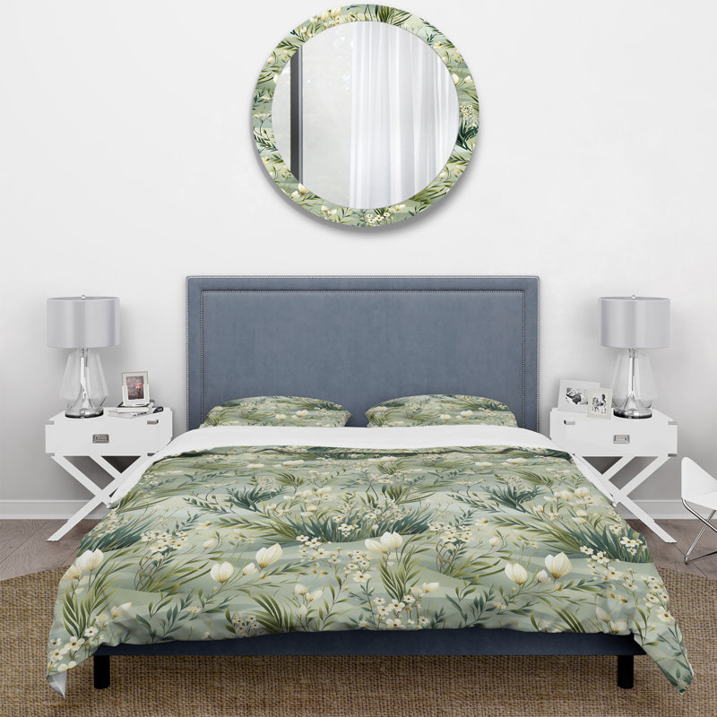Literie Green Grassland Meadows, Housse de couette simple + 1 taie décorative stan