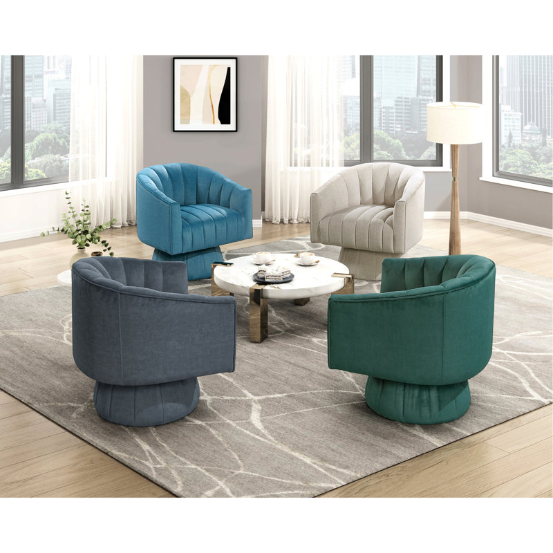 Fauteuil pivotant en velours taupe, rotation à 360°, structure en contreplaqué, capacité de charge de 136 kg, coussin intégré de luxe, fauteuil d'appoint, poids, mouvement
