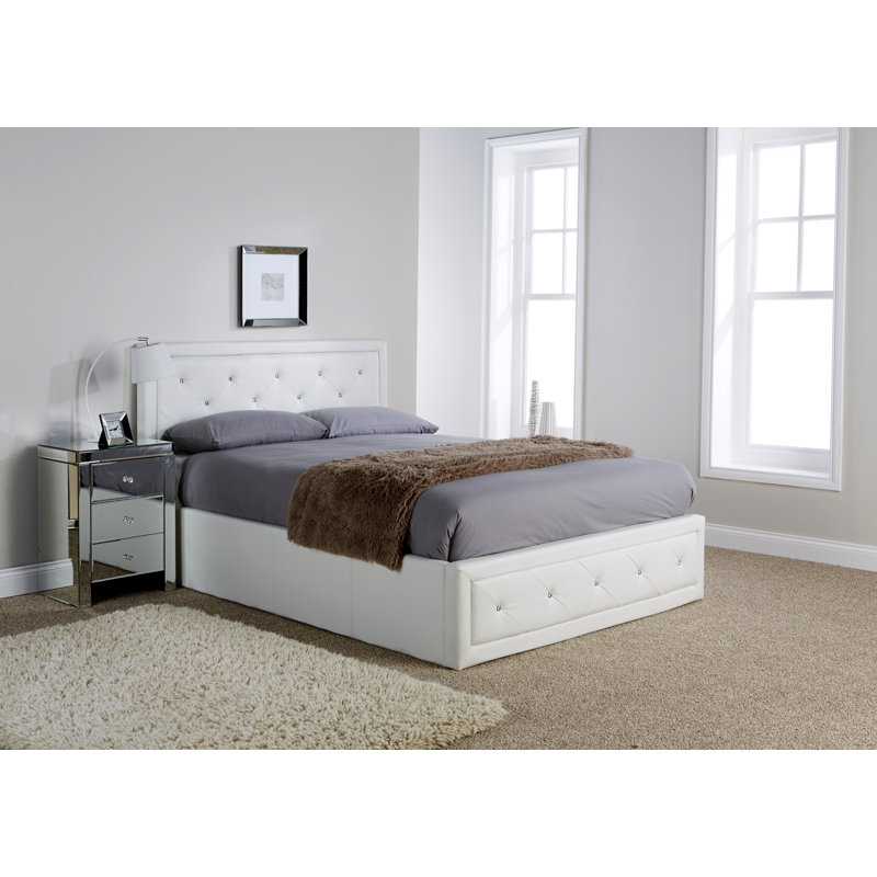 Dadur Upholstered Ottoman Storage Bed, Double (4'6)	, White