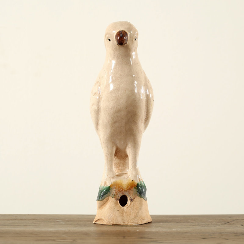 Approx. 10 Inches High Creamy White Glazed Parrot Medium, 12" H x 6" W x 4" D