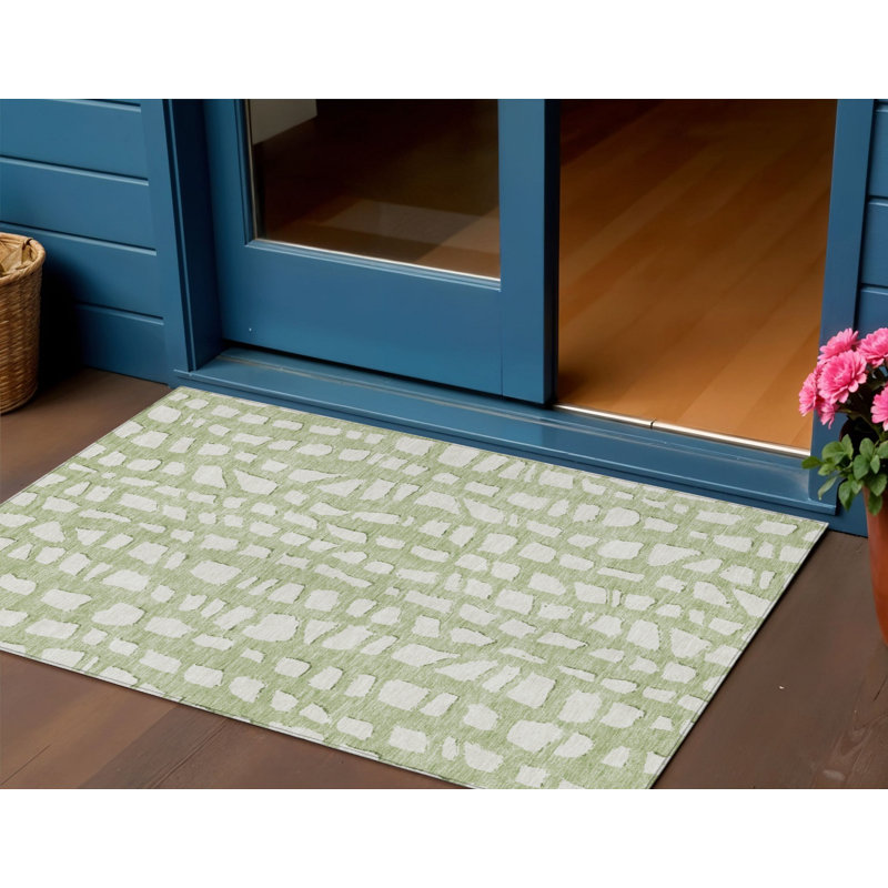 Tapis ivoire intérieur lavable abstrait ivoire, Rectangulaire 3 pi x 5 pi