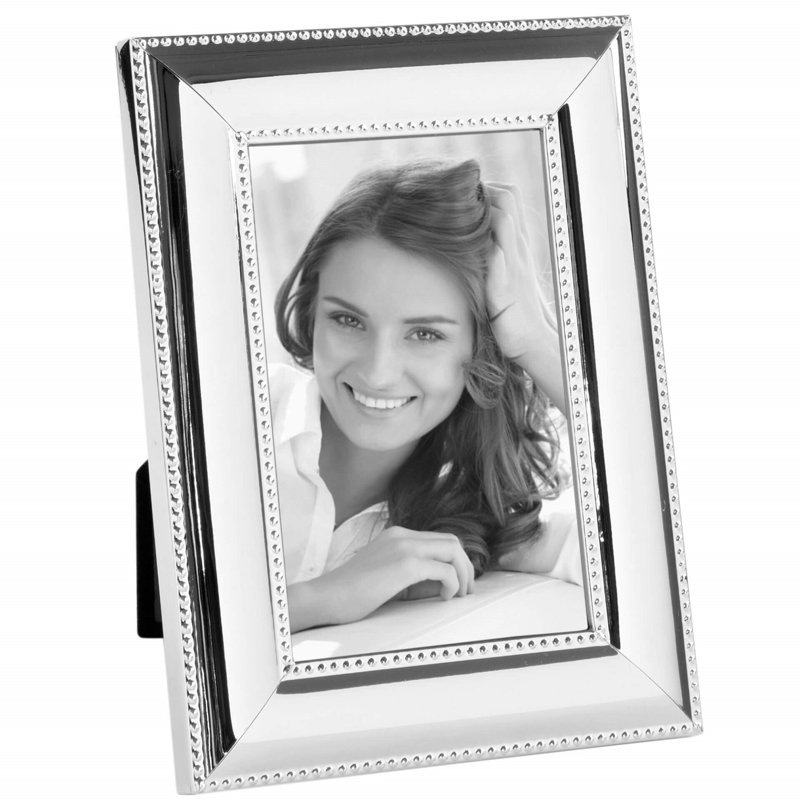 Cadre photo perle acier argenté 5X7, H 8,2 po x l 5,9 po x P 0,79 po