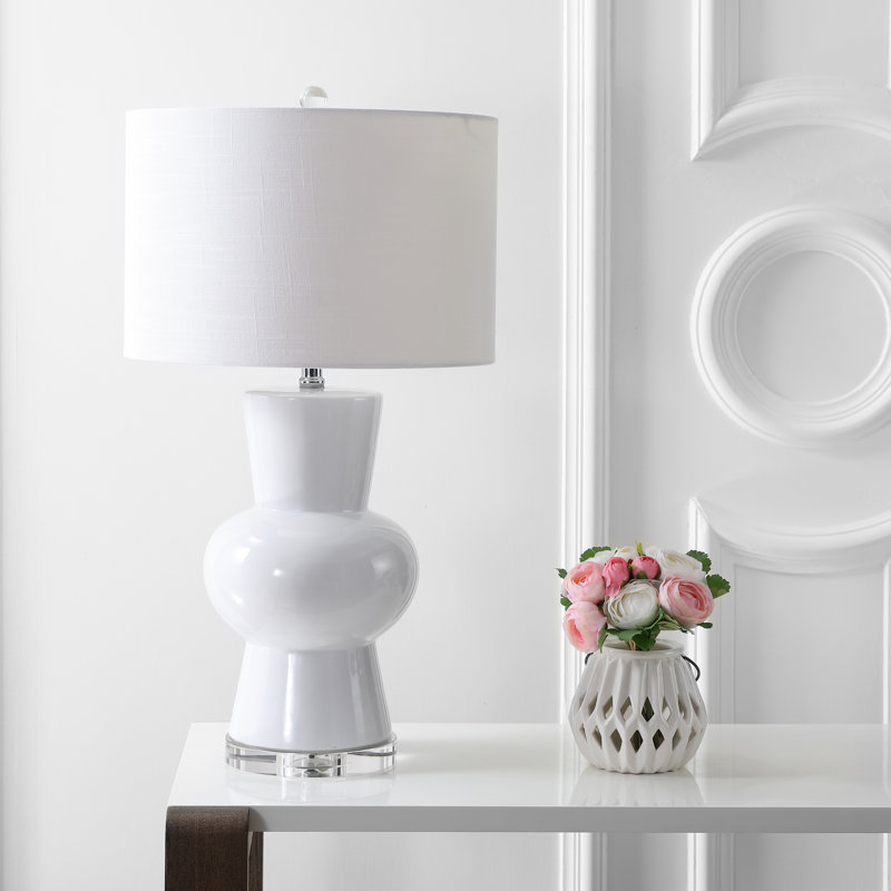 Claunch Ceramic Table Lamp, White