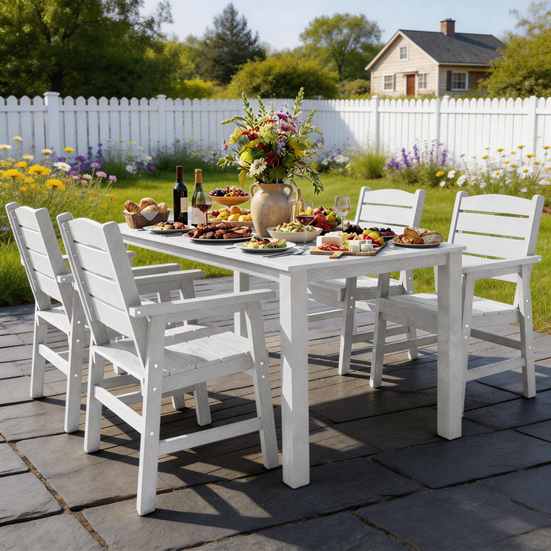 All Weather Outdoor 5 Pieces Patio Dining Sets With Umbrella Hole& Aluminum Frame For Outside Backyard/Porch/Deck, 1-Tables 4-Chairs