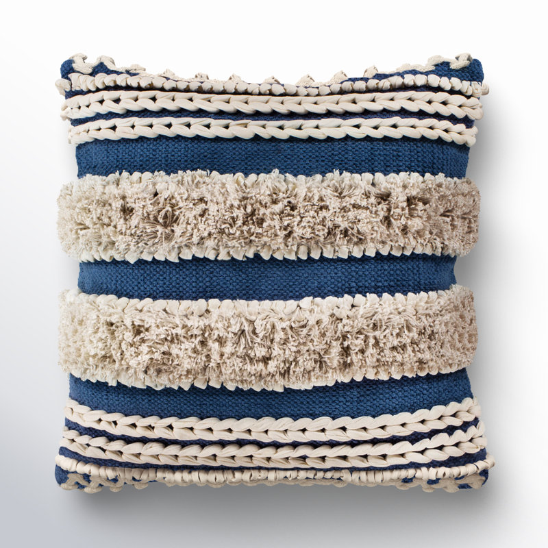 Housse et insert de coussin en coton Keiontae, 20 po x 20 po, Marine, Duvet