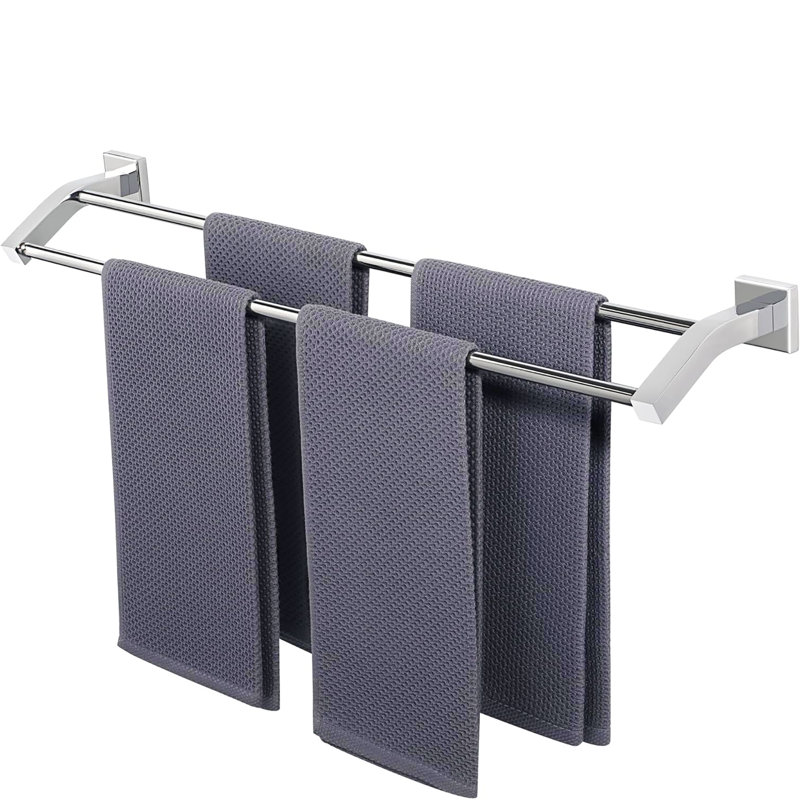 Porte-serviettes double 28 pouces en acier inoxydable SUS304, Chrome poli
