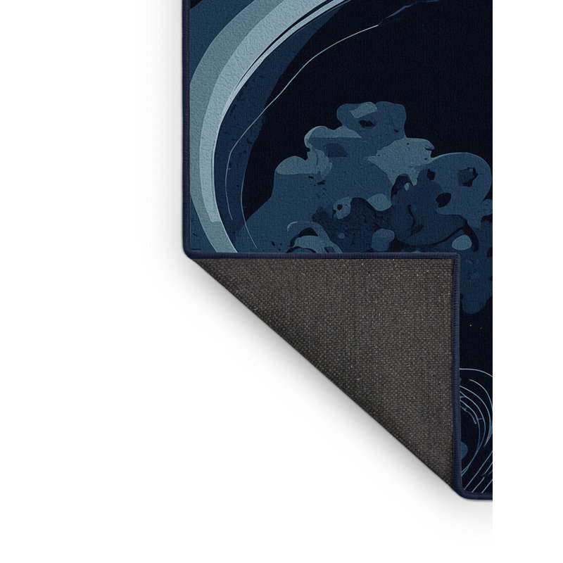 Tapis bleu moelleux moelleux à motif abstrait Baba Yaga, 2 x 5