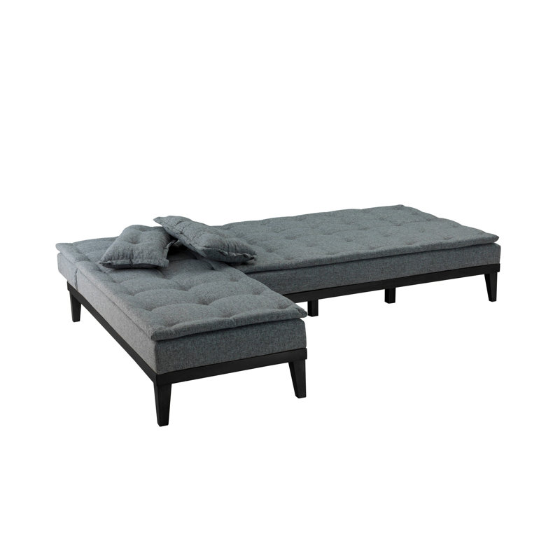 Canapé modulaire d'angle rembourré 88,6 po Sky, Velours gris foncé