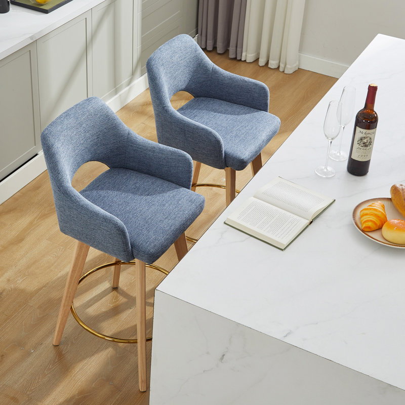 Lovetro Swivel 26.77" Linen Counter Stool