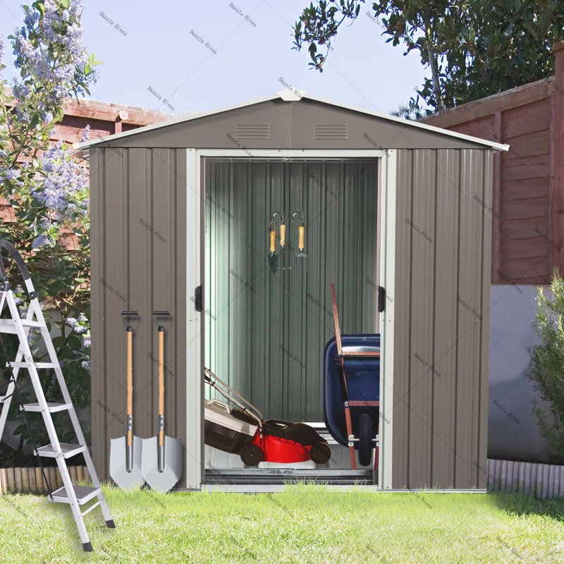 Remise de rangement extérieure en métal, H 72,44 po x l 46,85 po x P 72,44 po