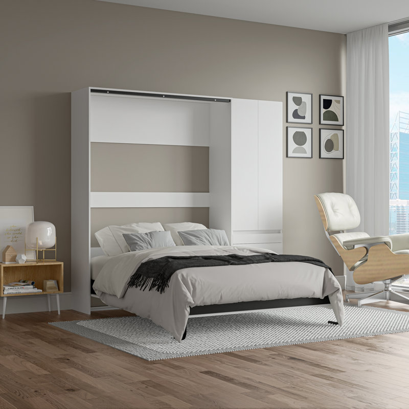 Brungardt Lifestyle Murphy Bed With Storage, White, Full