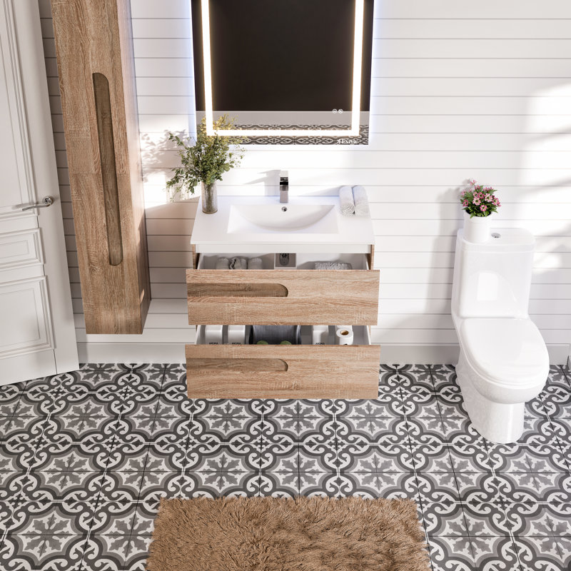 Ensemble de meuble-lavabo mural simple 39 po Alberthe Jessie-Lee, Brun