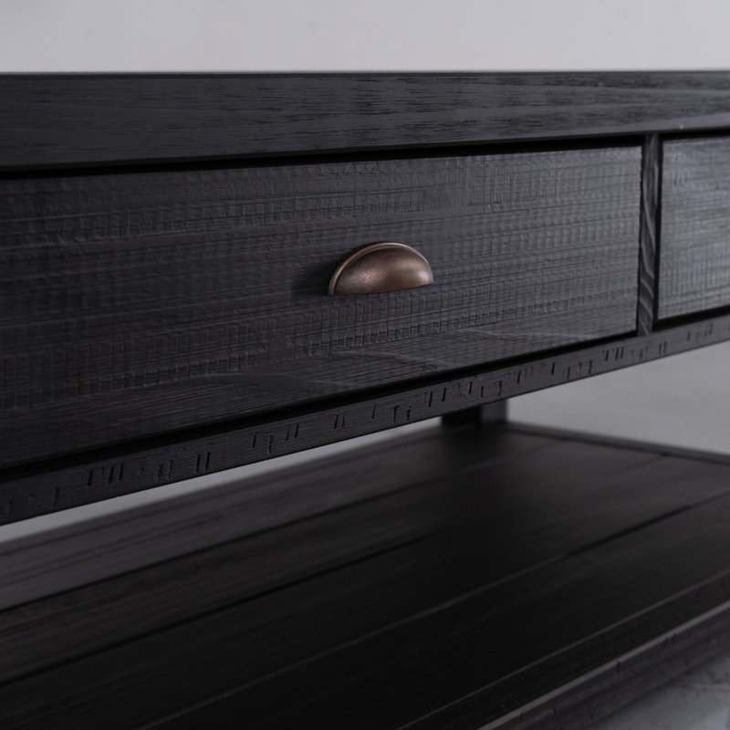 Montauk Solid Wood Coffee Table, Farmhouse Black