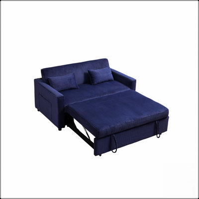 Canapé-lit multifonctionnel en velours côtelé 3-en-1 avec dossier et oreillers réglables, convertible pour le salon et la chambre à coucher