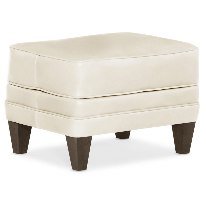 Willow Upholstered Ottoman, Cobblestone, Outsider Raven Genuine Leather
