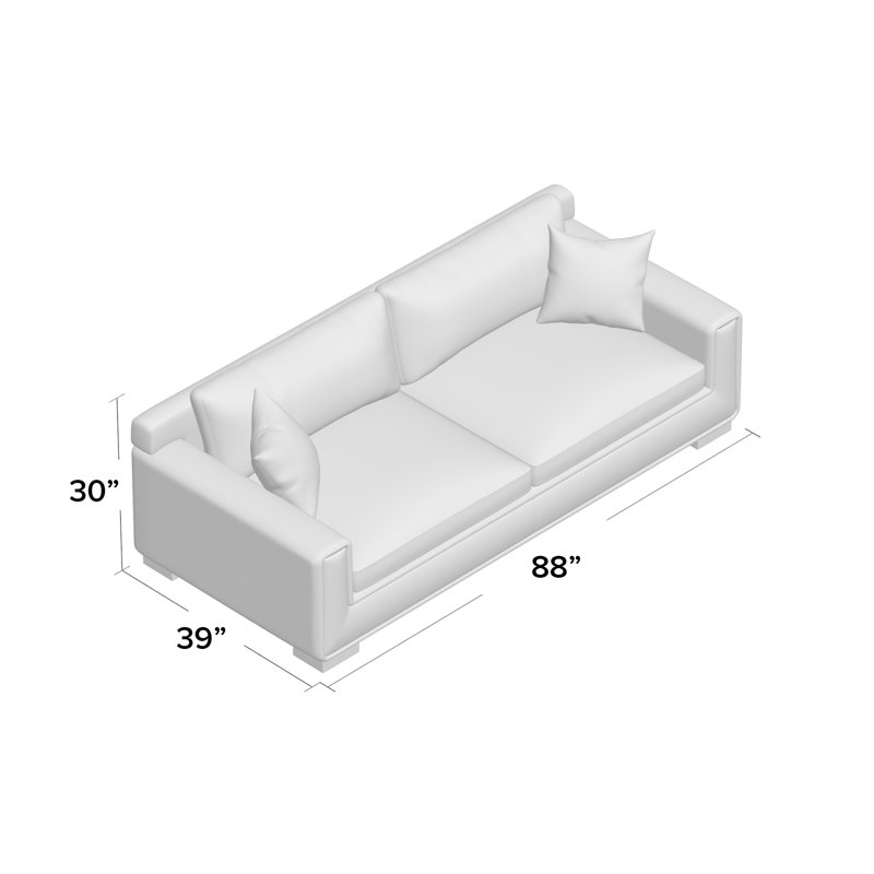 Hinson 98" Square Arm Sofa with Reversible Cushions, Affinity Blue
