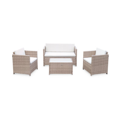 Kjellaug Rattan Wicker 4-seater self-assembly polyrattan garden sofa set