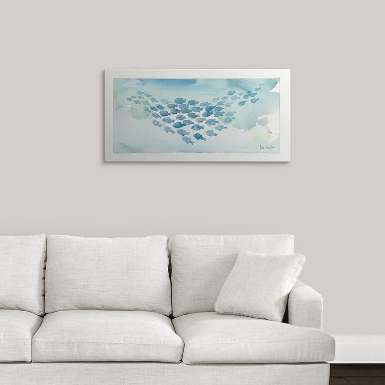 «Sea Life IV» par Lisa Audit, reproduction d'art, H 30 po x l 60 po, Toile tendue, Sans cadre
