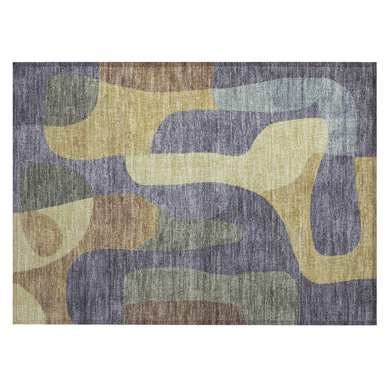 Machine Washable Indoor/Outdoor Xhevrie Purple Rug, Rectangle 1'8" x 2'6"