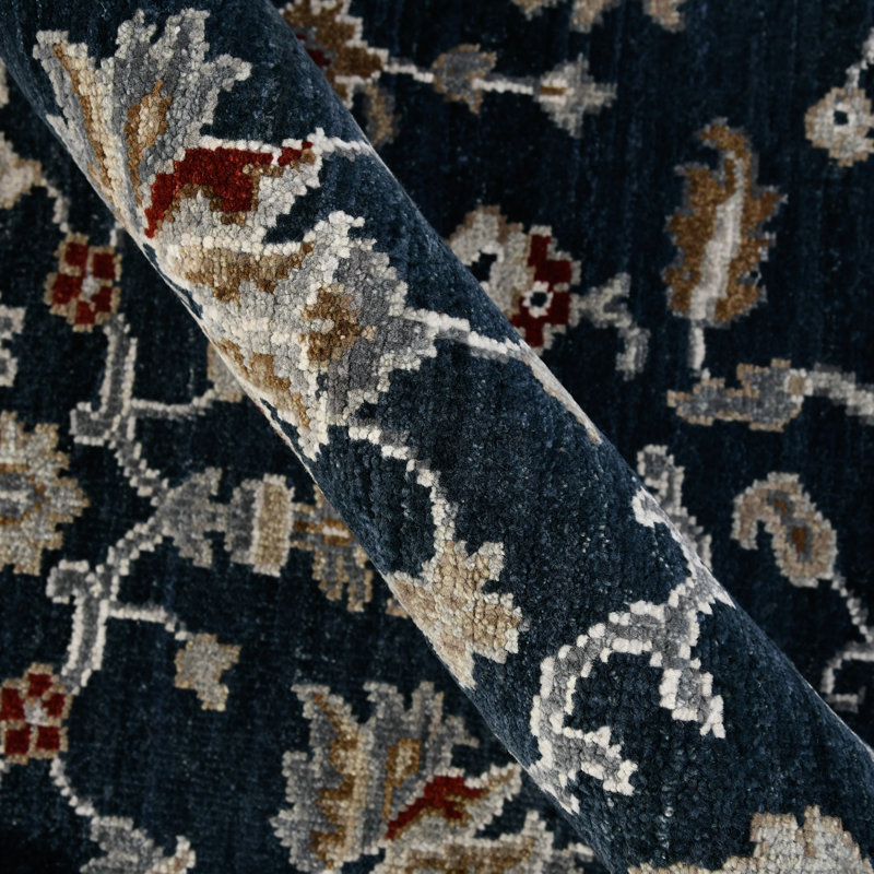 Bristol Oriental Handmade Hand-Knotted Area Rug in Blue/Gray, Rectangle 12' x 15'
