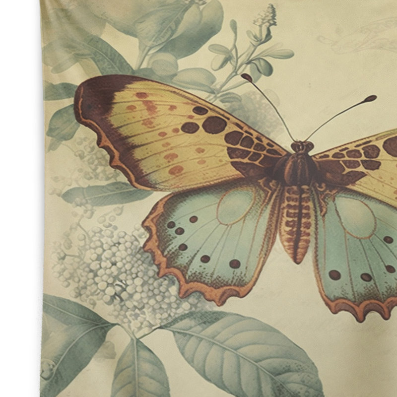 Illustration rétro en polyester de la tapisserie papillon VI avec des punaises, H 32 po x l 39 po