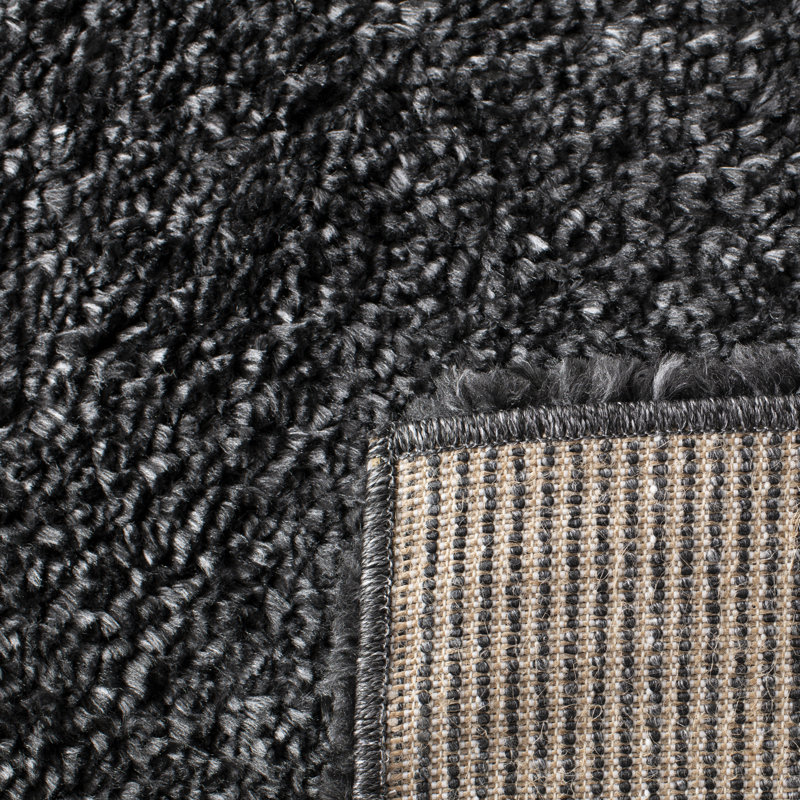 Peake Solid Colour Area Rug, Rectangle 91 x 152 cm, Charcoal