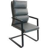 Big Tall Office Guest Chair, Upholstered Leather Comfortable Reception Chairs With Bonded Padded Arm Rest And Sled Base For Conference Waiting Room Home Patient(Gray,1 Pack)