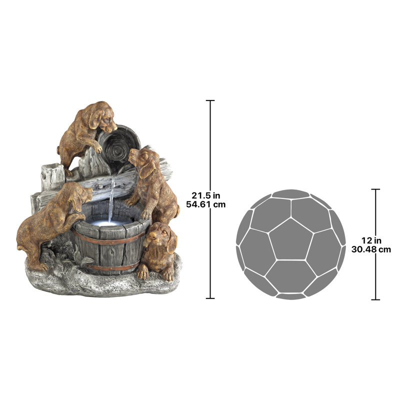 Puppy Pail Pour Garden Fountain with Lights