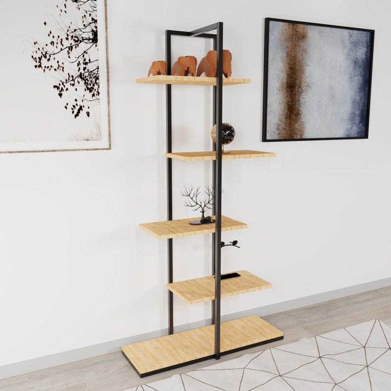 Aliona 80cm W Metal Shelving Unit, Natural/Nickel