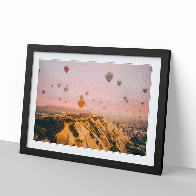 Hot Air Balloon Ride - Picture Frame Painting Print, 27cm H x 36cm W x 2cm D, Black Framed