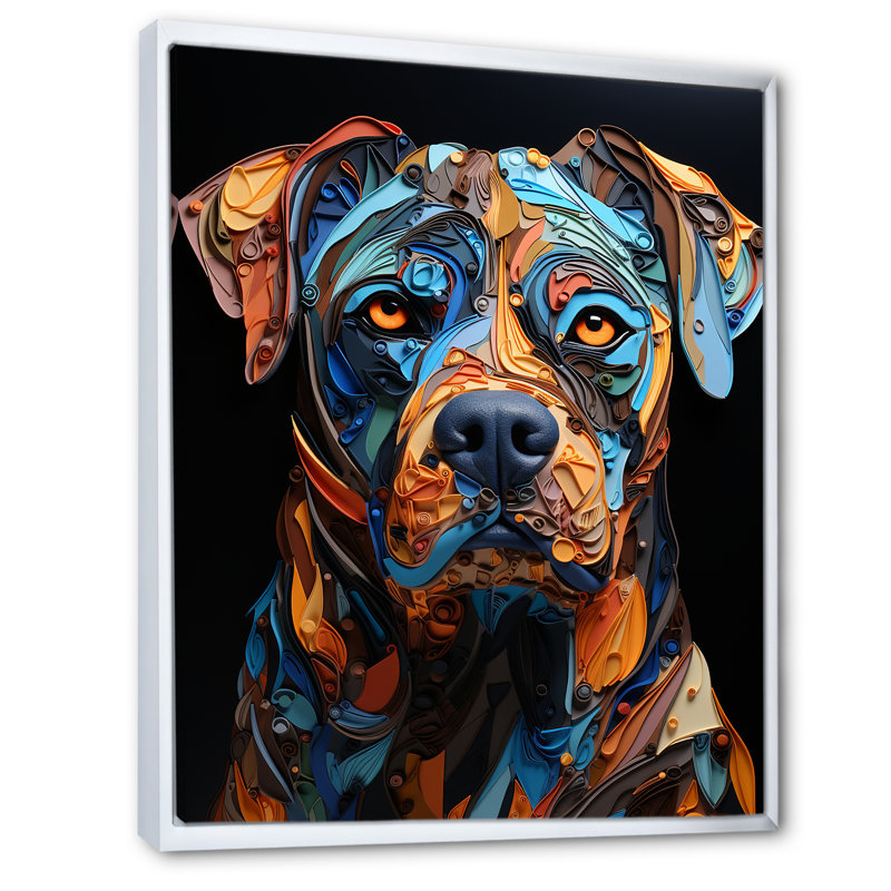 «Boxer Boldness I», art mural sur toile, Cadre flottant blanc, H 32 po x l 16 po x P 1 po