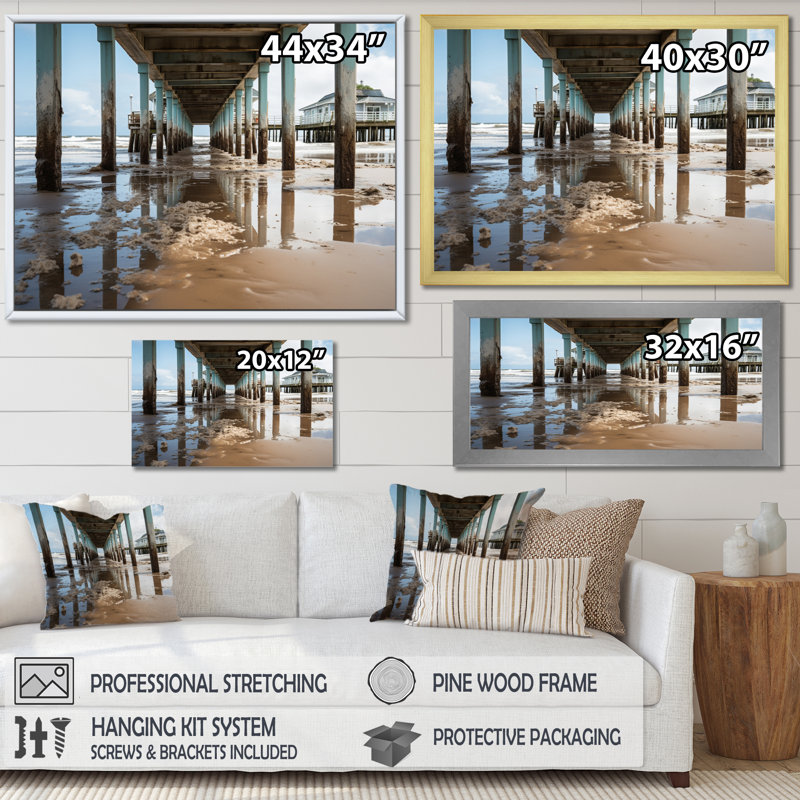 Pier Abstract Pier An I - Coastal Pier Wall Decor, H 12 po x l 20 po x P 1 po, Toile tendue