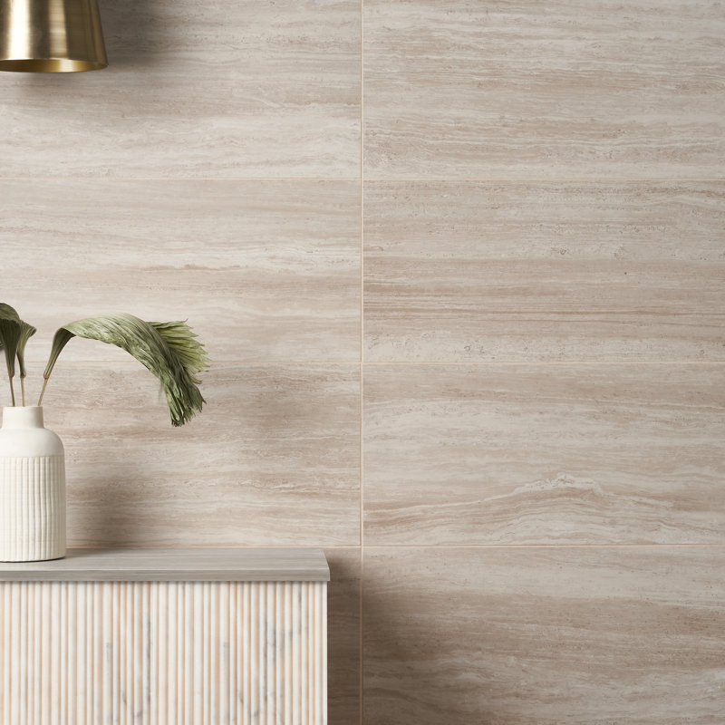 Roswell 11.72'' W x 23.69'' L Porcelain Travertine Look Floor and Wall Tile (15.50 Sq. Ft. / Case), Brown