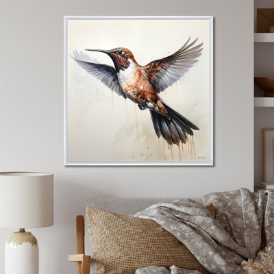 «Brown Crimson Crêted Hummingbird II», art mural colibri
