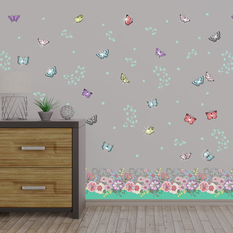Flowers, Butterflies Skirting Kids Wall Sticker