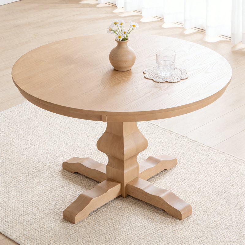 Table de salle à manger ronde avec base robuste, Clair naturel