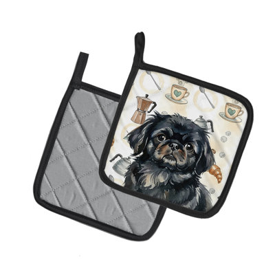 Paire de porte-cafetières noirs Pekingese