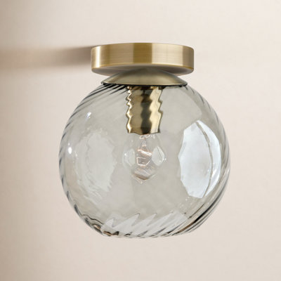 Delos Single Light Glass Flush Mount