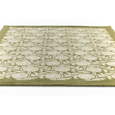 Tapis vert en laine touffeté à la main Elijahpaul 3 pi 6 po x 5 pi 6 po