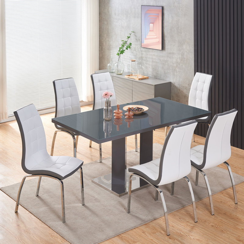 Arshiv Glass Dining Set, White