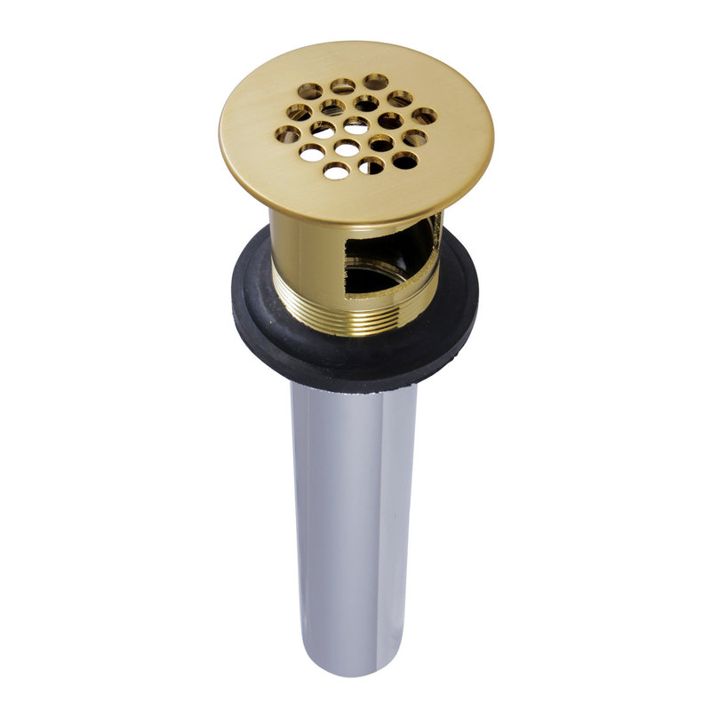 Brushed Brass Grid Bathroom Sink Drain with Overflow