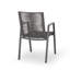 Ensemble de 2 chaises d'extérieur Teny en métal gris foncé. Dossier en corde tissée