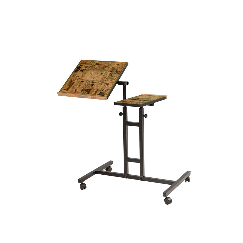 Modern Adjustable Laptop Standing Desk, Atlantic Pine & Black, 26.4 x 34.3 x 15.8 inches | 100% Melamine Coated Particle Board, Metal Frame | Wheeled Legs, Adjustable Height, Maximum Load 17.6 lbs, Multipurpose Design