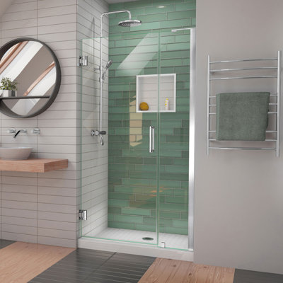 DreamLine Unidoor-LS 38 - 39 inch W x 72 inch H Frameless Hinged Shower Door in Chrome
