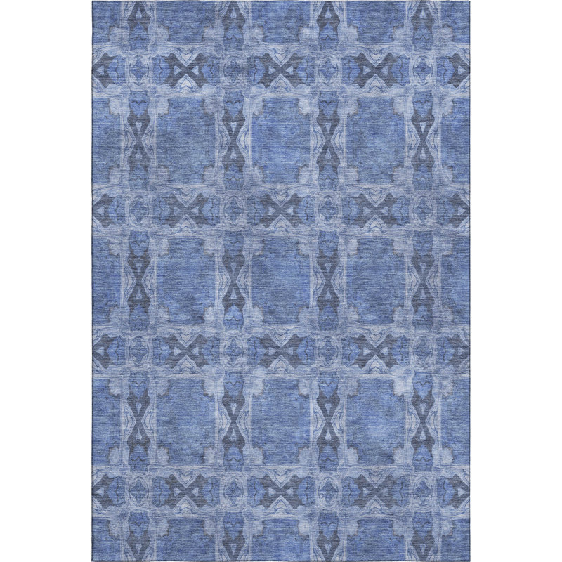 Tapis en denim de qualité supérieure lavable à la machine Cerrito AMF564, Rectangle 5 pi x 7 pi 6 po