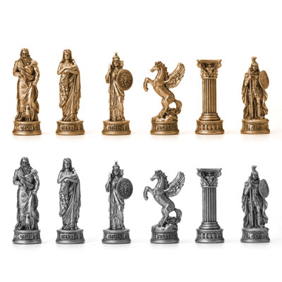 3.27 in H Greek Roman Pantheon Chessman Set Poly Resin