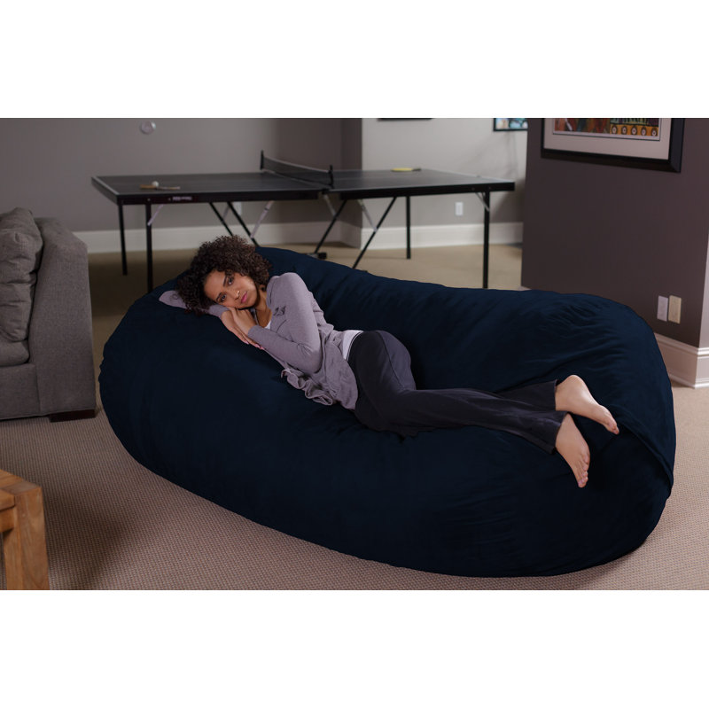 Jumbo Large Bean Bag Sofa, Microfiber/Microsuede Navy