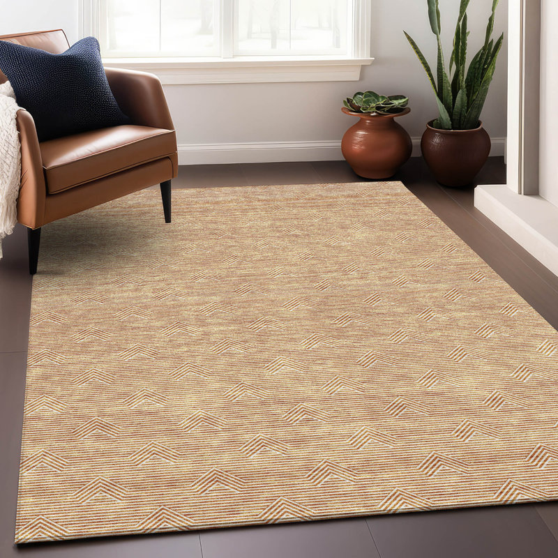 Premium Machine Washable Prisco Orange Rug, Rectangle 10' x 14'