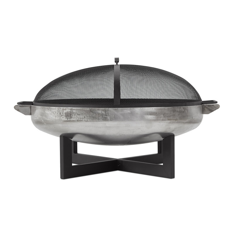 La Porte 34.5" Black and Rust Steel Wood Burning Fire Pit