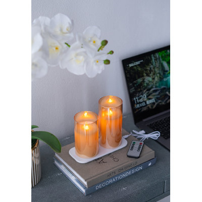 Unscented Flameless Candle with Glass Holder